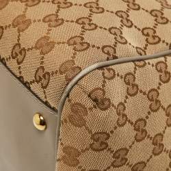 Pre Owned Gucci Beige/Grey GG Canvas and Leather Scarlett Interlocking G Satchel
