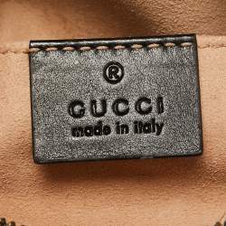 Pre Owned Gucci Black Matelassé Leather GG Marmont Belt Bag