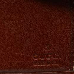 Gucci Brown/Beige GG Crystal and Leather Flap Compact Wallet 