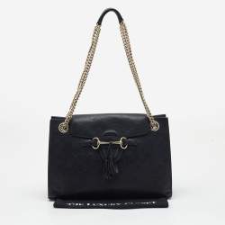 Pre Owned Gucci Black Guccissima Leather Large Emily Chain Shoulder Bag
