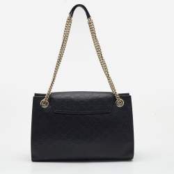 Pre Owned Gucci Black Guccissima Leather Large Emily Chain Shoulder Bag
