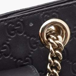 Pre Owned Gucci Black Guccissima Leather Large Emily Chain Shoulder Bag
