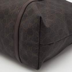 Pre Owned Gucci Dark Brown GG Supreme Canvas and Leather Medium Nice Tote