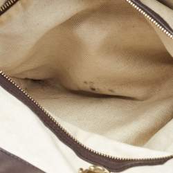 Pre Owned Gucci Dark Brown GG Supreme Canvas and Leather Medium Nice Tote