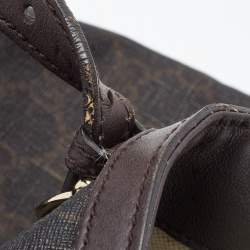 Pre Owned Gucci Dark Brown GG Supreme Canvas and Leather Medium Nice Tote