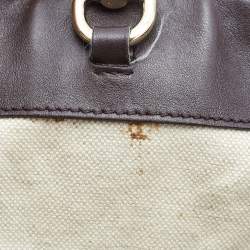 Pre Owned Gucci Dark Brown GG Supreme Canvas and Leather Medium Nice Tote