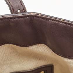 Pre Owned Gucci Dark Brown GG Supreme Canvas and Leather Medium Nice Tote