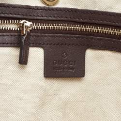 Pre Owned Gucci Dark Brown GG Supreme Canvas and Leather Medium Nice Tote