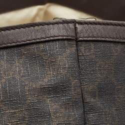 Pre Owned Gucci Dark Brown GG Supreme Canvas and Leather Medium Nice Tote