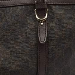 Pre Owned Gucci Dark Brown GG Supreme Canvas and Leather Medium Nice Tote