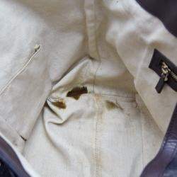 Pre Owned Gucci Dark Brown GG Supreme Canvas and Leather Medium Nice Tote