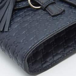 Gucci Navy Blue MIcroguccissima Leather Mini Emily Chain Shoulder Bag
