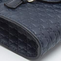 Gucci Navy Blue MIcroguccissima Leather Mini Emily Chain Shoulder Bag