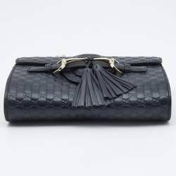 Gucci Navy Blue MIcroguccissima Leather Mini Emily Chain Shoulder Bag