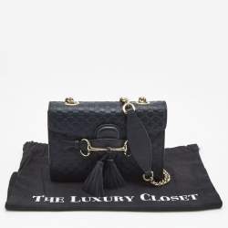 Gucci Navy Blue MIcroguccissima Leather Mini Emily Chain Shoulder Bag