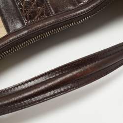 Pre Owned Gucci Beige/Brown GG Canvas and Alligator Medium Secret Hobo