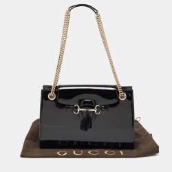Pre Owned Gucci Black Patent Leather Large Emily Chain Shoulder Bag
