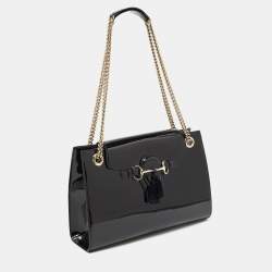 Pre Owned Gucci Black Patent Leather Large Emily Chain Shoulder Bag
