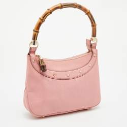 Gucci Light Pink Leather Anita Bamboo Hobo