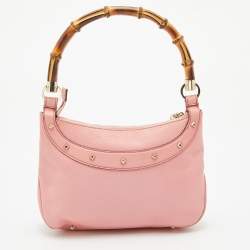 Gucci Light Pink Leather Anita Bamboo Hobo