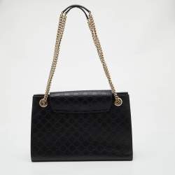 Gucci Black Guccissima Leather Large Emily Chain Shoulder Bag