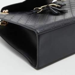 Gucci Black Guccissima Leather Large Emily Chain Shoulder Bag