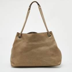 Pre Owned Gucci Metallic Gold Leather Medium Soho Chain Shoulder Bag