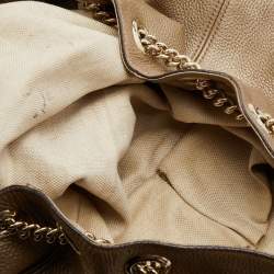 Pre Owned Gucci Metallic Gold Leather Medium Soho Chain Shoulder Bag