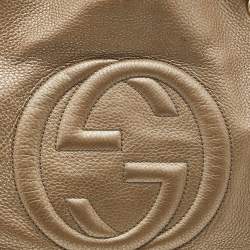 Pre Owned Gucci Metallic Gold Leather Medium Soho Chain Shoulder Bag