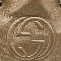 Pre Owned Gucci Metallic Gold Leather Medium Soho Chain Shoulder Bag