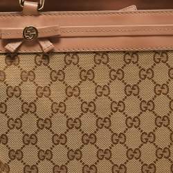 Pre Owned Gucci Beige GG Canvas Mayfair Bow Tote