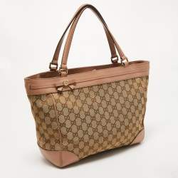 Pre Owned Gucci Beige GG Canvas Mayfair Bow Tote