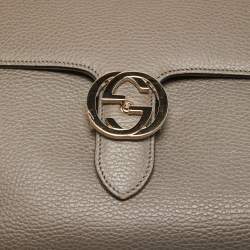 Gucci Grey Leather Medium Interlocking G Top Handle Bag