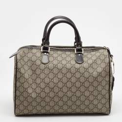 Pre Owned Gucci Beige/Ebony GG Supreme Canvas Medium Tattoo Heart Joy Boston Bag