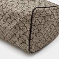 Pre Owned Gucci Beige/Ebony GG Supreme Canvas Medium Tattoo Heart Joy Boston Bag