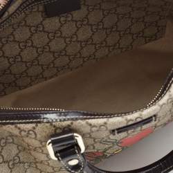Pre Owned Gucci Beige/Ebony GG Supreme Canvas Medium Tattoo Heart Joy Boston Bag