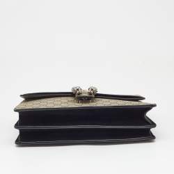 Gucci Black/Beige GG Supreme Canvas and Suede Medium Dionysus Shoulder Bag