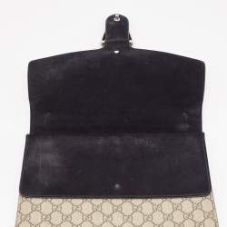 Gucci Black/Beige GG Supreme Canvas and Suede Medium Dionysus Shoulder Bag