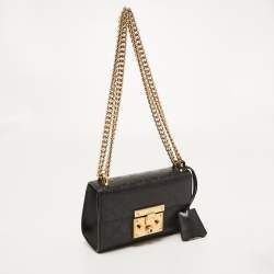 Pre Owned Gucci Black Guccissima Leather Small Padlock Shoulder Bag