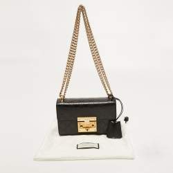 Pre Owned Gucci Black Guccissima Leather Small Padlock Shoulder Bag