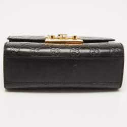 Pre Owned Gucci Black Guccissima Leather Small Padlock Shoulder Bag