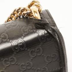 Pre Owned Gucci Black Guccissima Leather Small Padlock Shoulder Bag