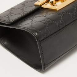 Pre Owned Gucci Black Guccissima Leather Small Padlock Shoulder Bag