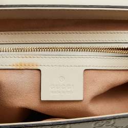 Pre Owned Gucci Off White/Black Guccissima Leather Small Padlock Top Handle Bag
