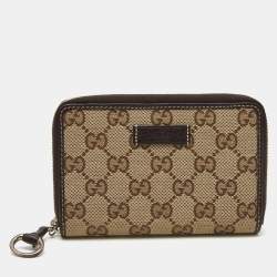 Gucci Beige/Brown GG Canvas and Leather Zip Around Wallet 