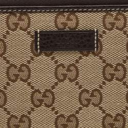 Gucci Beige/Brown GG Canvas and Leather Zip Around Wallet 