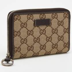 Gucci Beige/Brown GG Canvas and Leather Zip Around Wallet 
