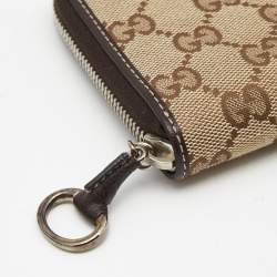 Gucci Beige/Brown GG Canvas and Leather Zip Around Wallet 