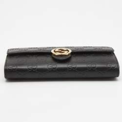 Gucci Black Guccissima Leather GG Icon Continental Wallet