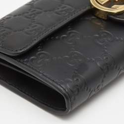 Gucci Black Guccissima Leather GG Icon Continental Wallet